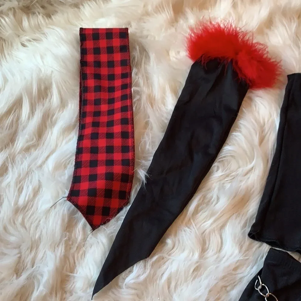 Street Dance Costume Red Black Checkered